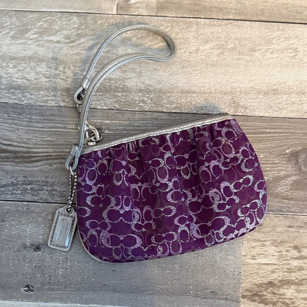 Coach Silver and Purple Wristlet